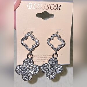 Clover Silver and Crystal Earrings